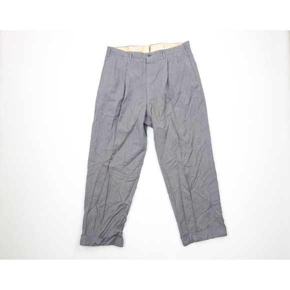 Vintage 30s Streetwear 34x28 Distressed Wool Pleated Cuffed...